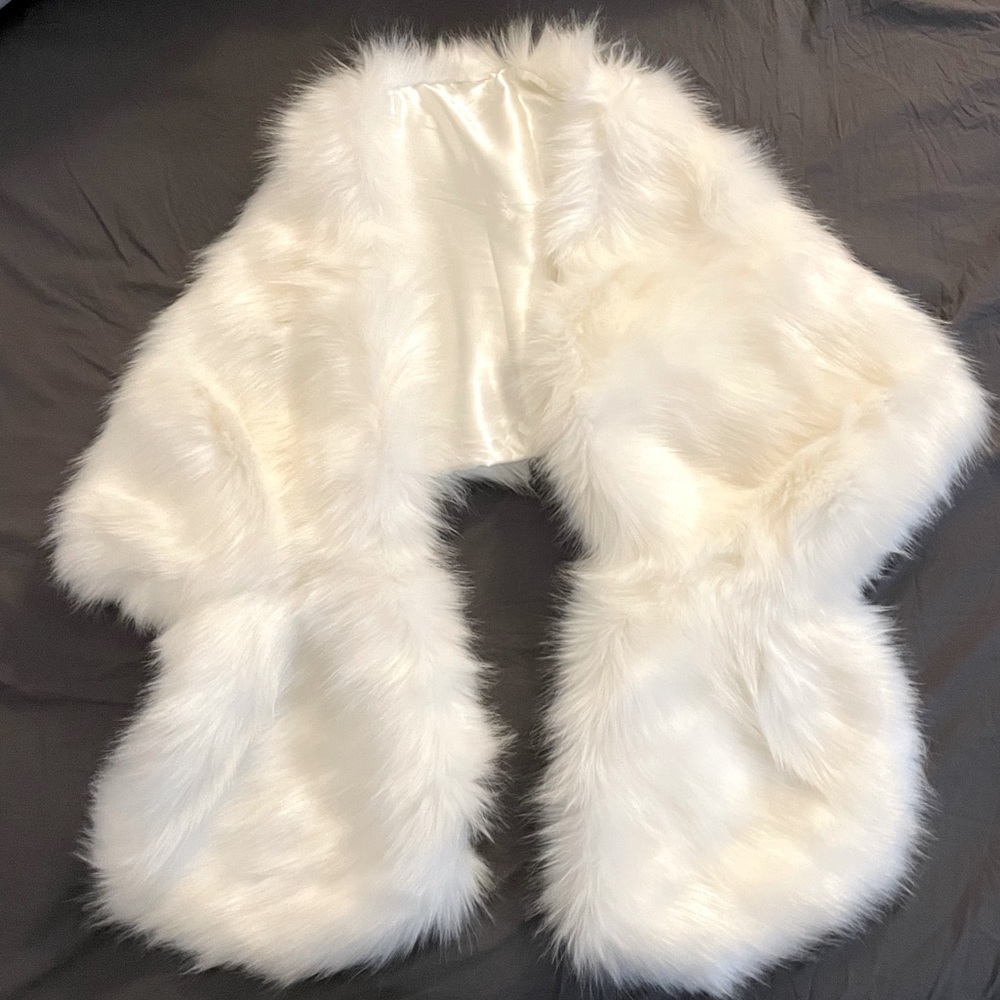 White Faux Fur Stole